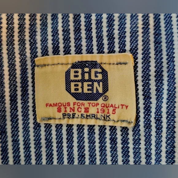 Vintage BIG BEN Denim Work Striped Coveralls USA 42 Long Railroad Carpenter 1 Pc - Picture 10 of 12